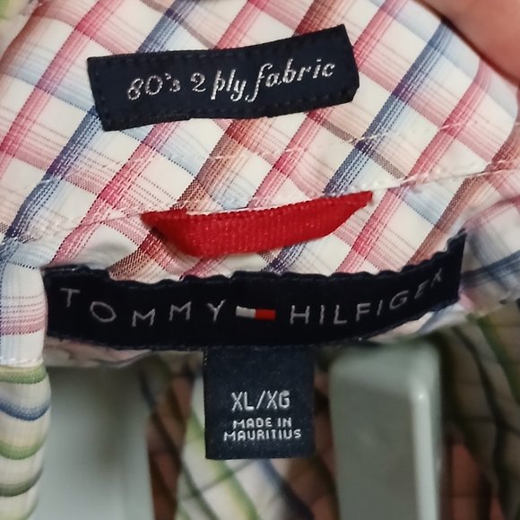 Tommy Hilfiger 80s 2 Ply Fabric Plaid Short Sleeve Men's XL Button Down Shirt - Picture 7 of 11
